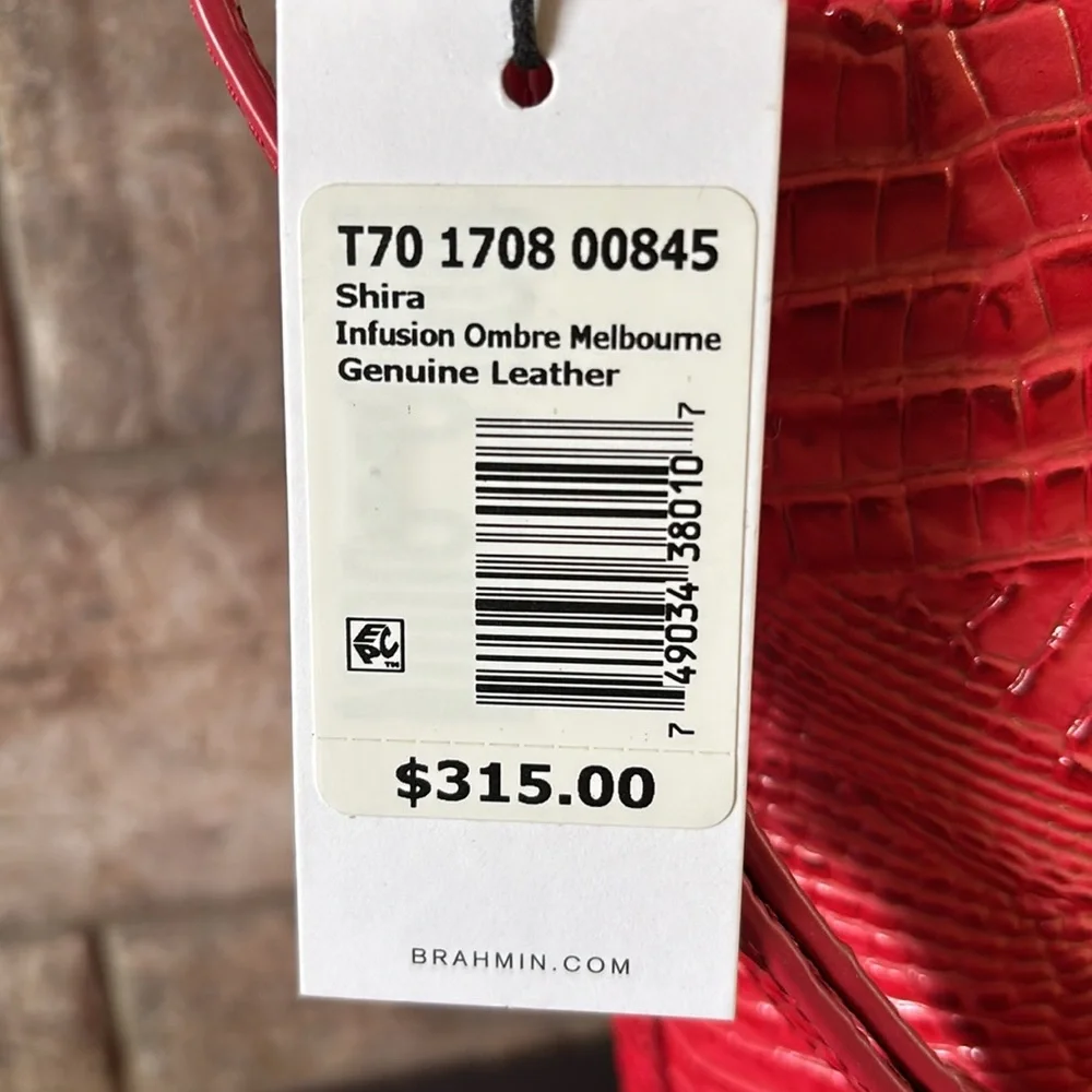 NWT Brahmin Shira Infusion Ombré Vibrant Melbourne Crocodile Embossed bag - Picture 3 of 7